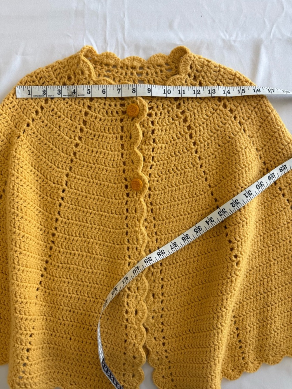 Mustard Crochet Poncho Shrug - Women's Sweater - Picture 6 of 7